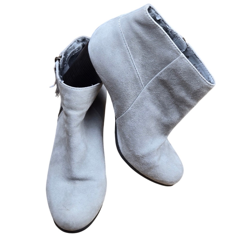 Cole Haan Gray Suede Block Heel Ankle Boots Women's Size 7.5 B